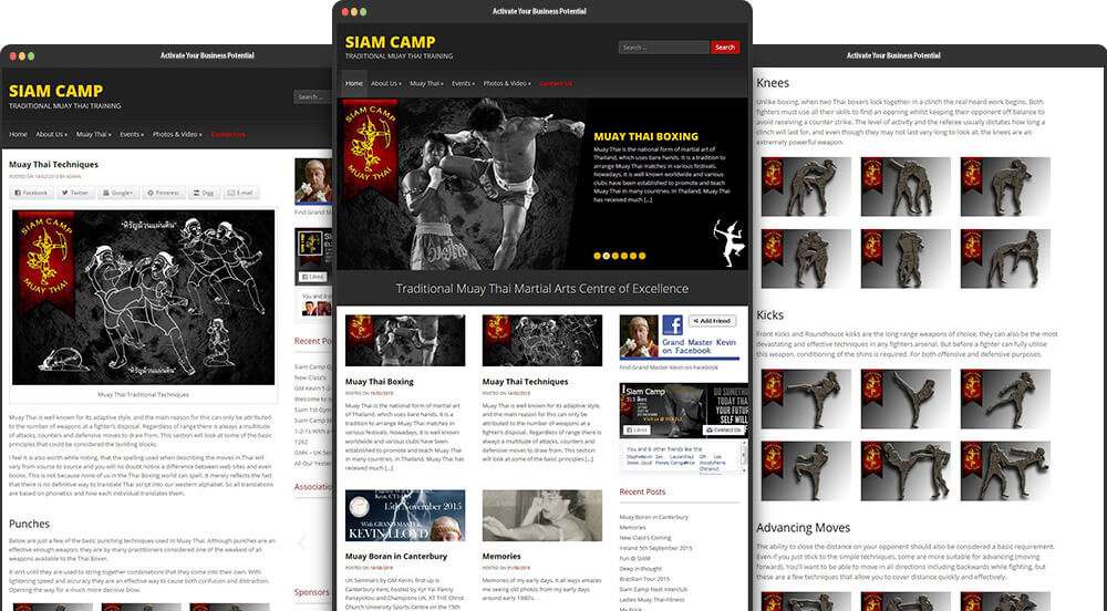 Siam Camp Muay Thai Website Re-Design