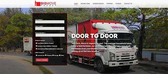 Home Page Sliders with contact form for BigMove Phuket