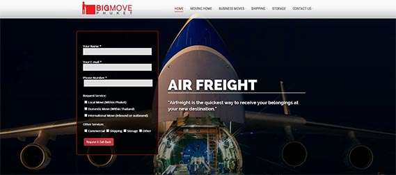 Home Page Sliders with contact form for BigMove Phuket