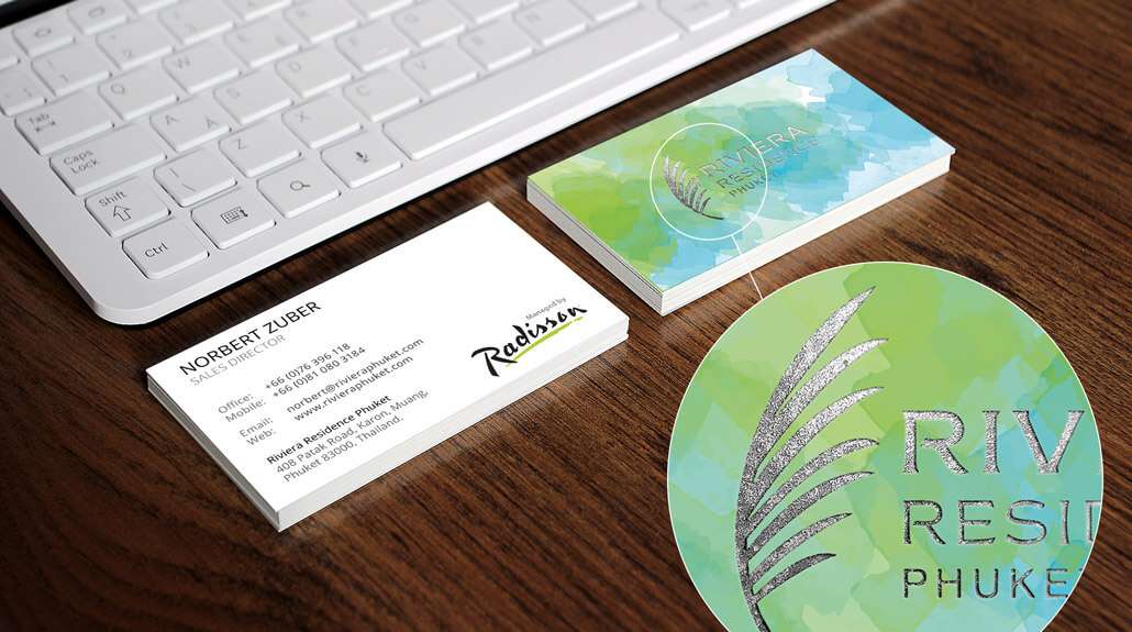 Riviera Residence Phuket Business Cards With Silver Foil