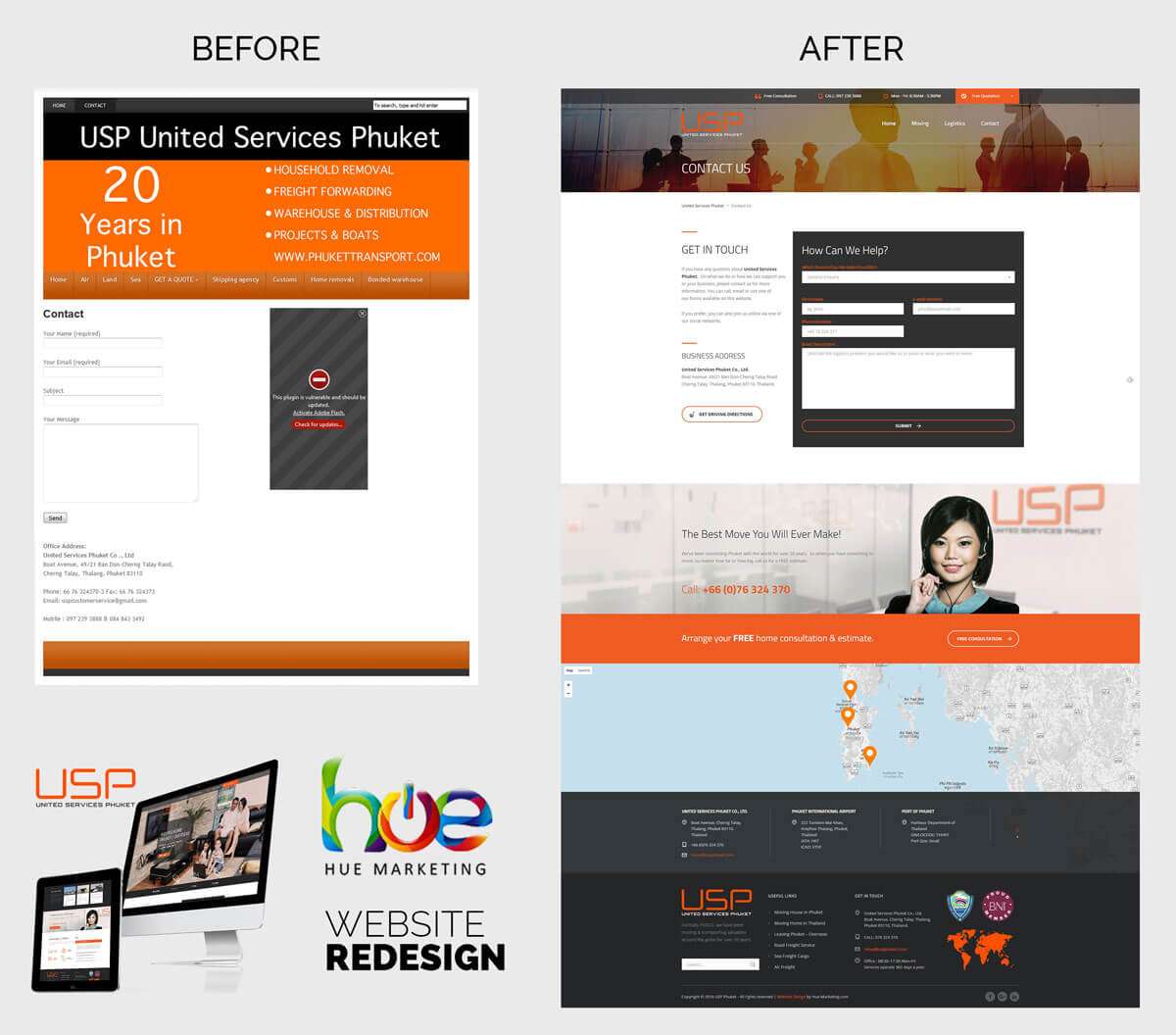 Phuket Website Redesign - Before and After