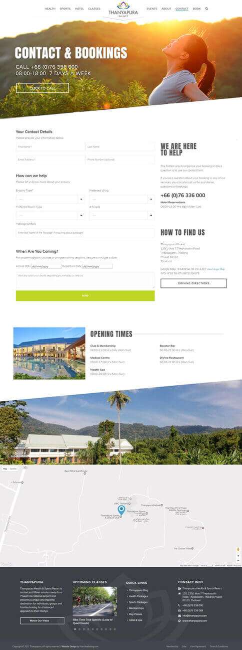 NEW Contact Us page - Thanyapura Phuket Website Redesign