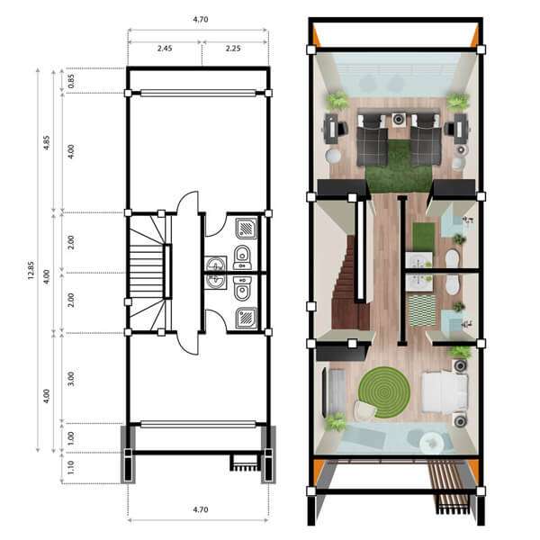 3rd floor. Master Bedroom + Kids-Bedroom