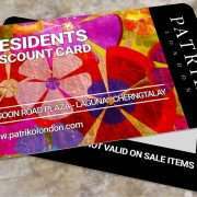 eCommerce Shoes Website Design 7 Branded Credit Card Style PVC Discount Cards for Patriko London