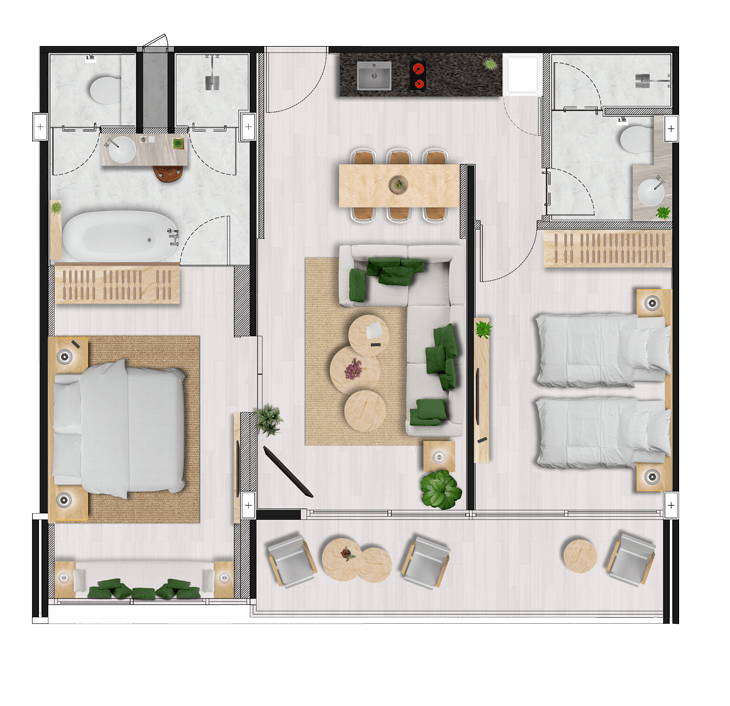 2-Bedroom-Floorplan 2 Bedroom Floorplan | Staging - Hue Marketing
