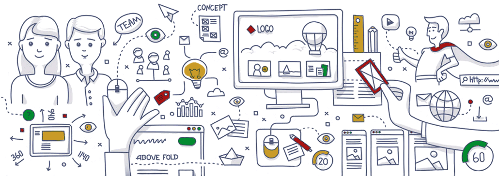 website design illustration of elements used in making an effective website