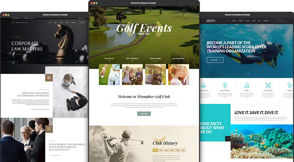 The Roadmap to Remarkable Websites Three Website ideas for Yacht Charter, Golf Club, and Scuba Diving.