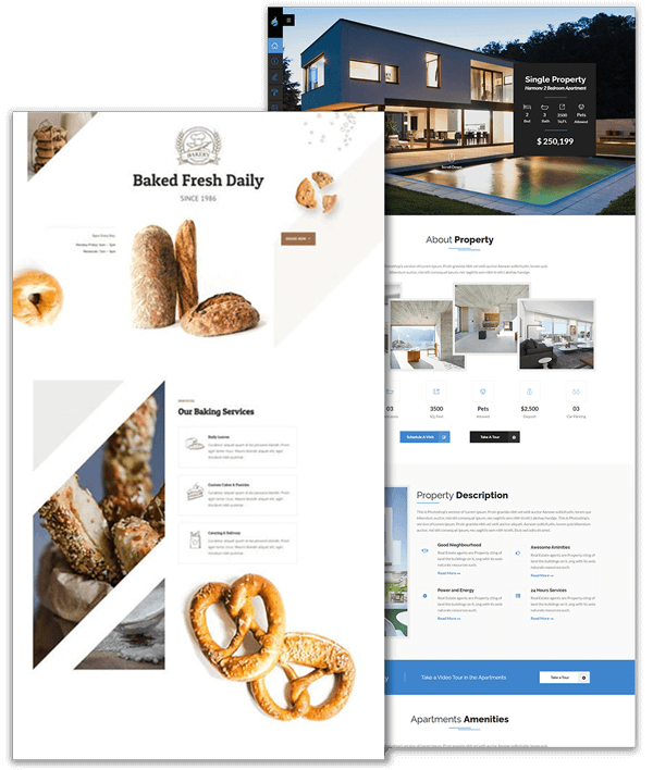 Website Design for Small Business & Local Customers Website design examples of local businesses - a bakery, and local property site.
