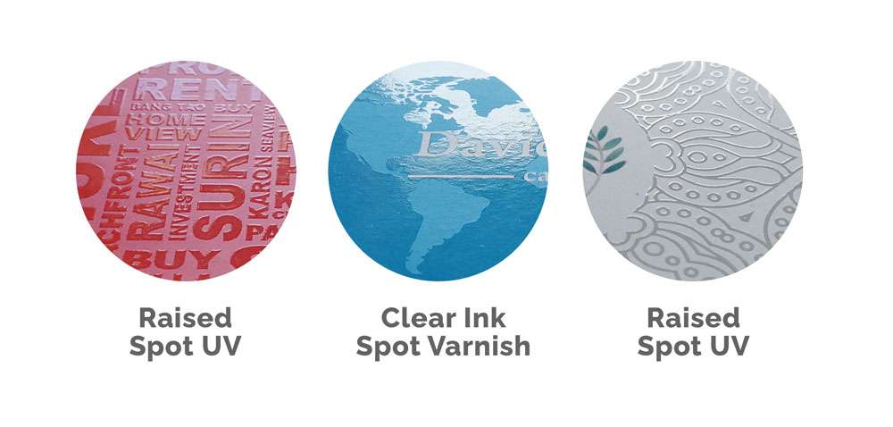 Different Spot UV (Raised and Flat versions)