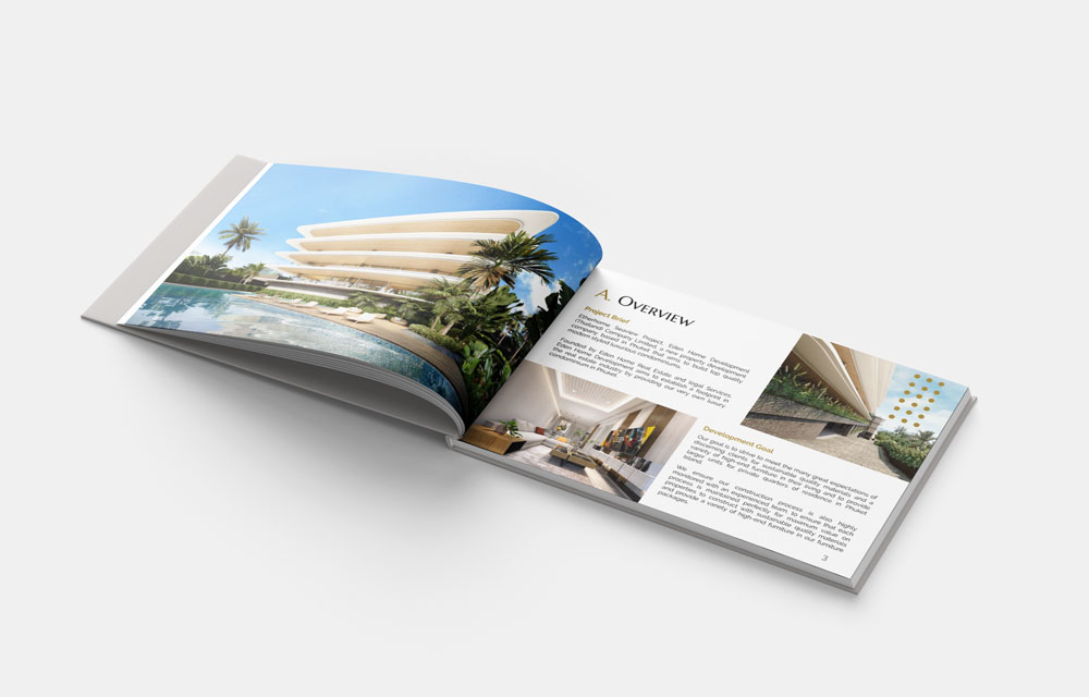 Visual Storytelling in Design Mockup of inside pages property overview section.